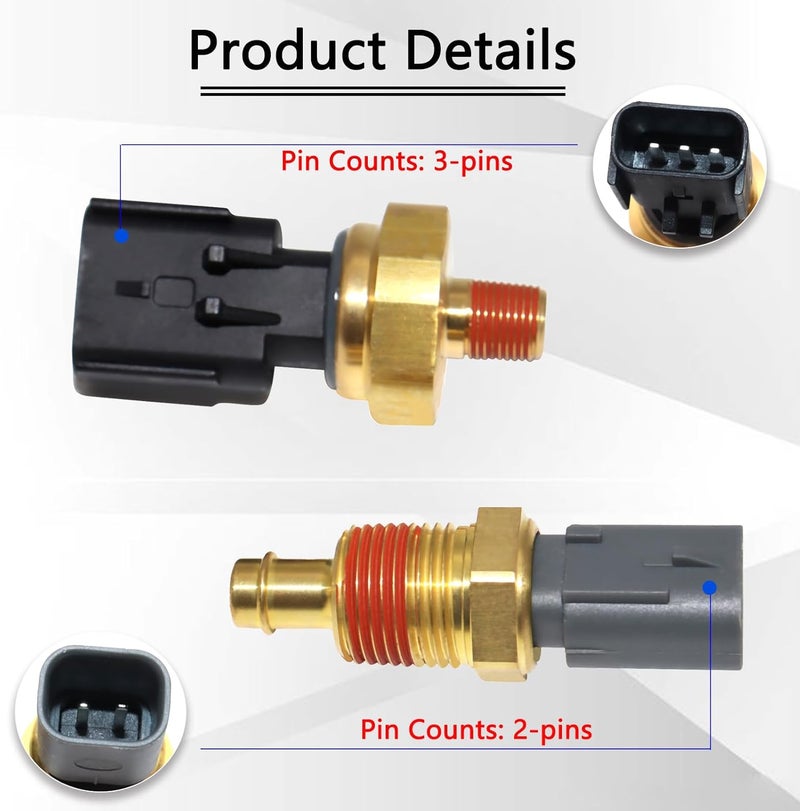 KEJSTED 2 Pack Engine Oil Pressure Sensor Sender Switch & Coolant Temperature Sensor 5149062AA 5149077AB Compatible with Chrysler Aspen Pacifica Jeep Grand Cherokee Dodge Avenger Ram 1500 2500 3500 - Image 2